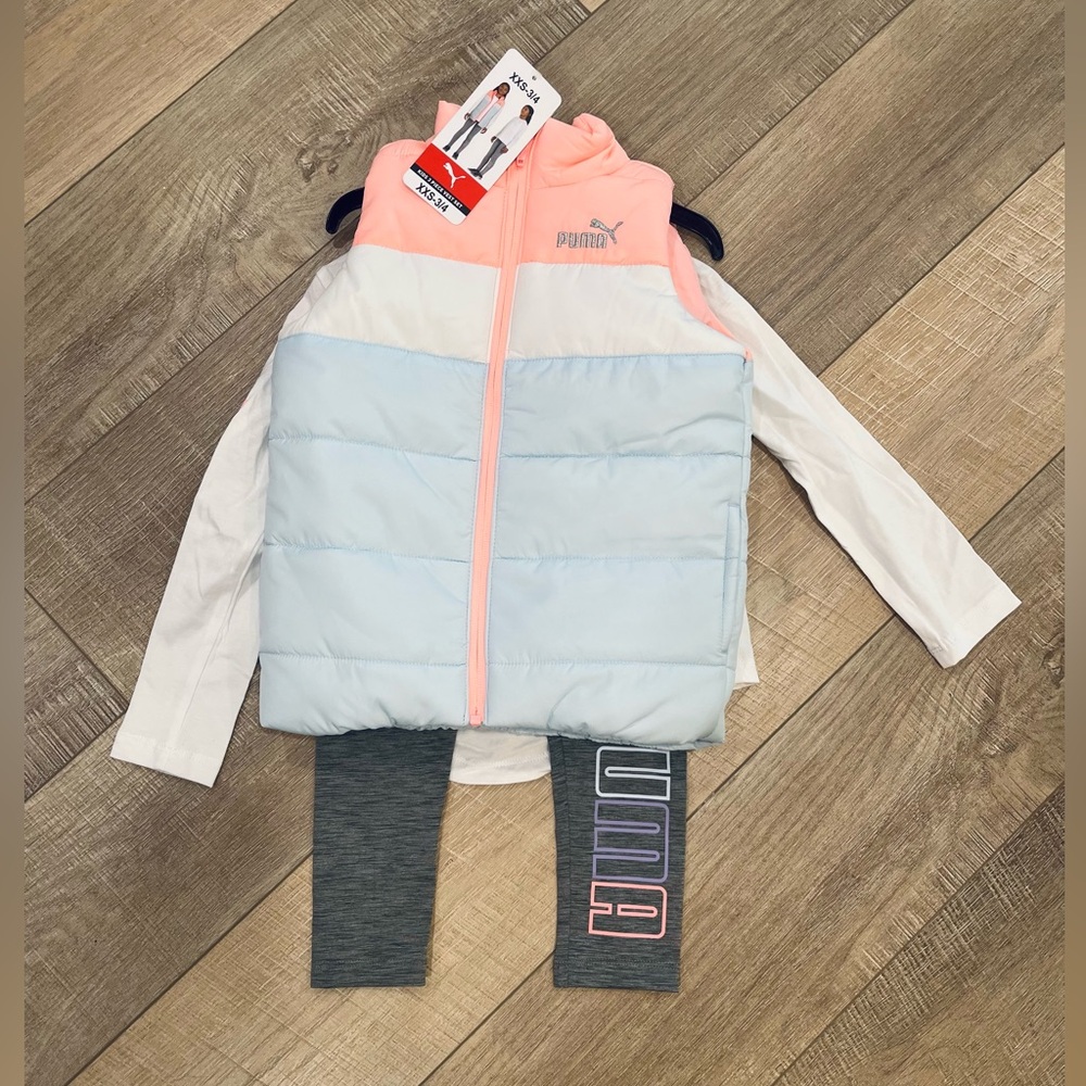 NWT Puma Kids' Coral and Light Blue Vest Outfit